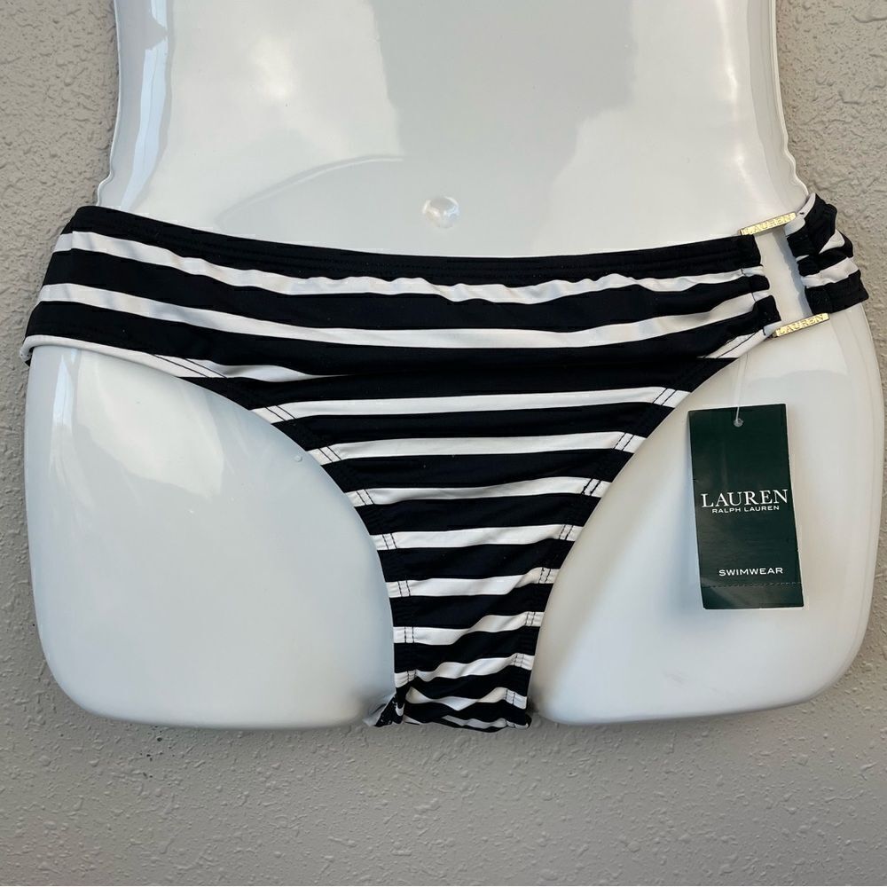 NWT Lauren Ralph Lauren Striped Bikini Bottoms Size 6
